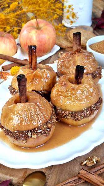 Manzanas asadas horno leña